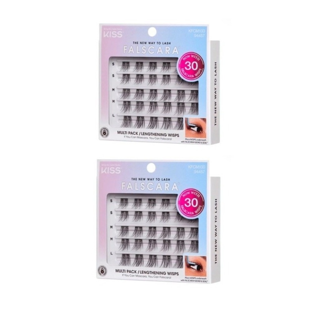 2 Pack Kiss Falscara Lashes Multipack Lengthening Wisps, 30 Falscara Wisps 94457